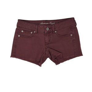 AMERICAN EAGLE RED JEAN CUT OFF SHORT SHORTS SIZE 2